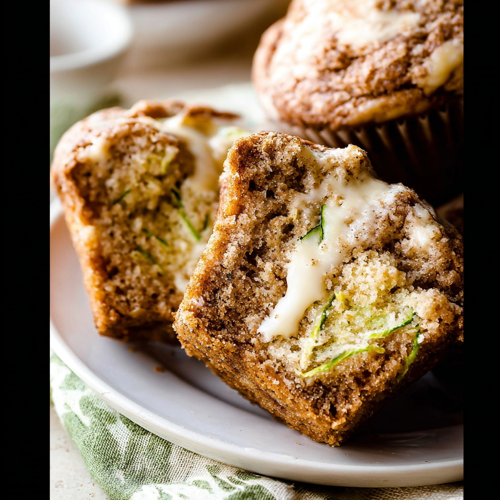 Recipe preparation for Cream Cheese Zucchini Muffins