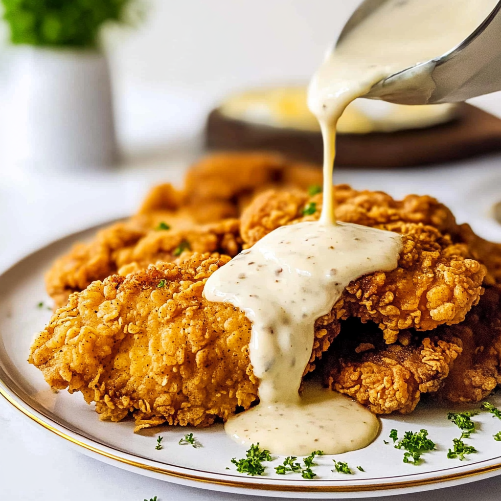 Recipe preparation for Country Fried Chicken with Creamy Gravy