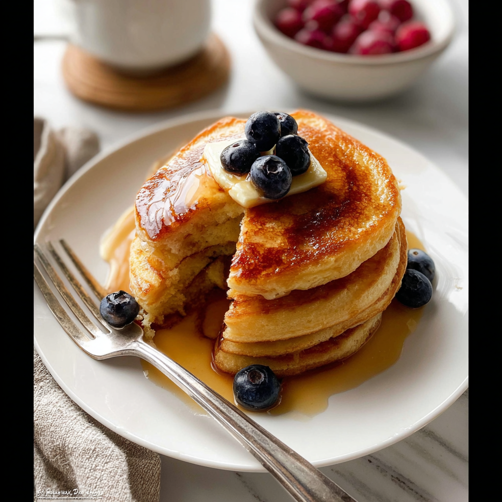 Recipe preparation for Fluffy Buttermilk Pancakes