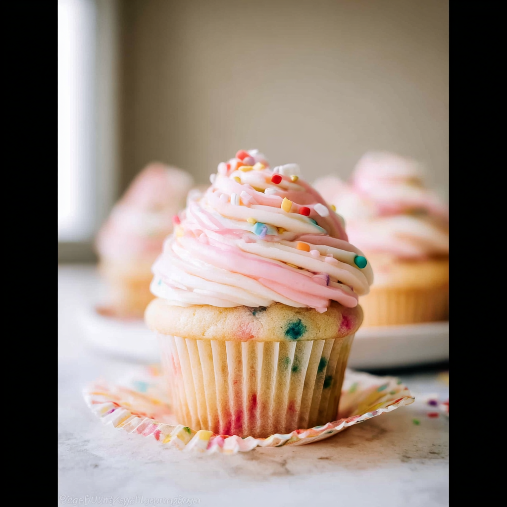 Recipe preparation for Confetti Sprinkle Cupcakes