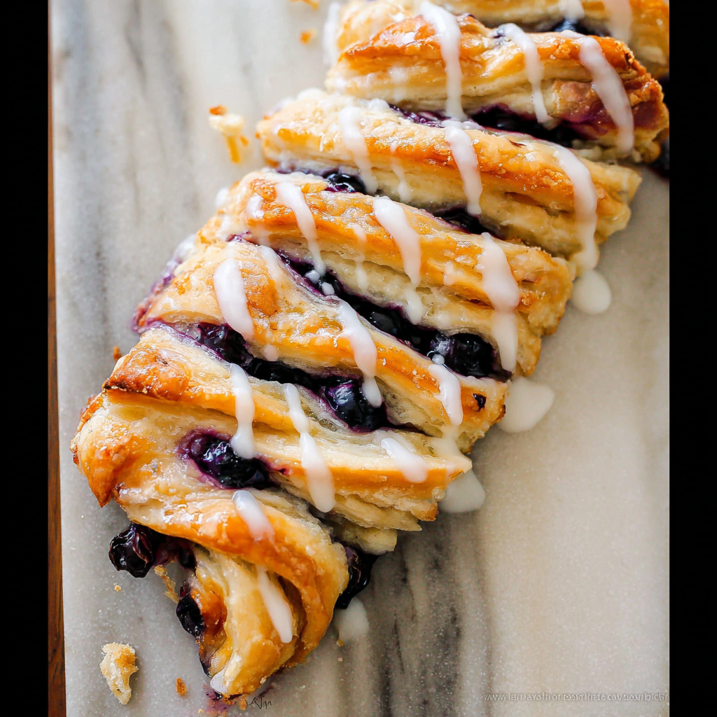 Recipe preparation for Blueberry Cream Cheese Pastry Braid