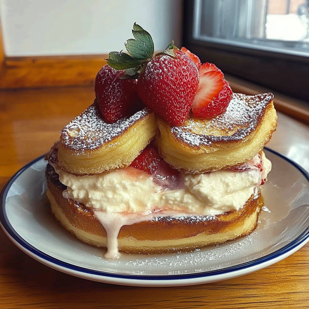 Recipe preparation for Strawberry Cream Cheese Stuffed French Toast