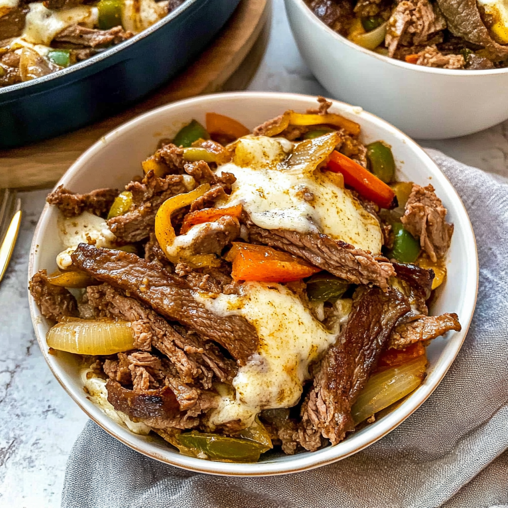Recipe preparation for Philly Cheesesteak Bowls