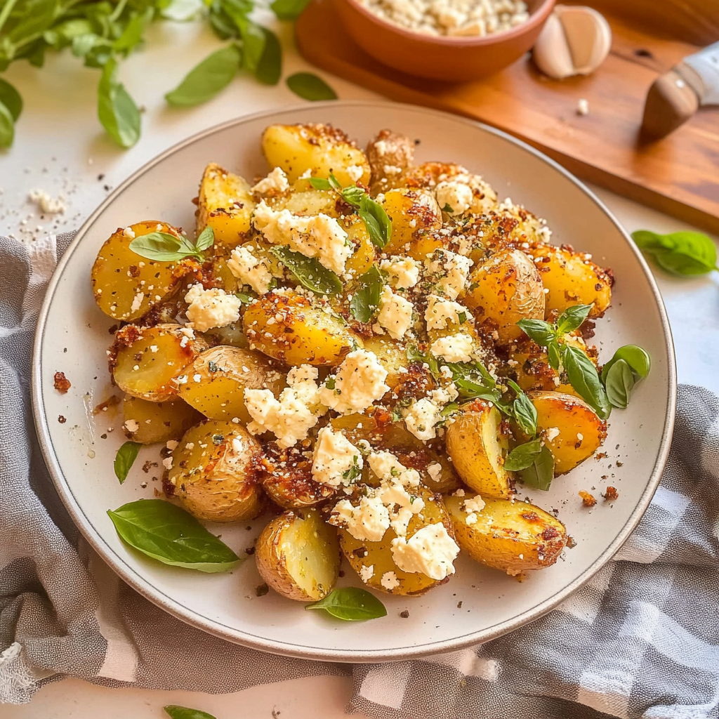 Recipe preparation for Baked Feta Potatoes