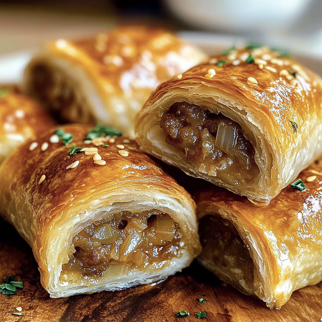 Recipe preparation for French Onion Sausage Rolls