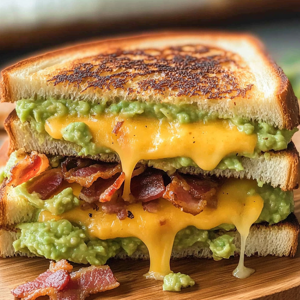 Recipe preparation for Bacon Guacamole Grilled Cheese