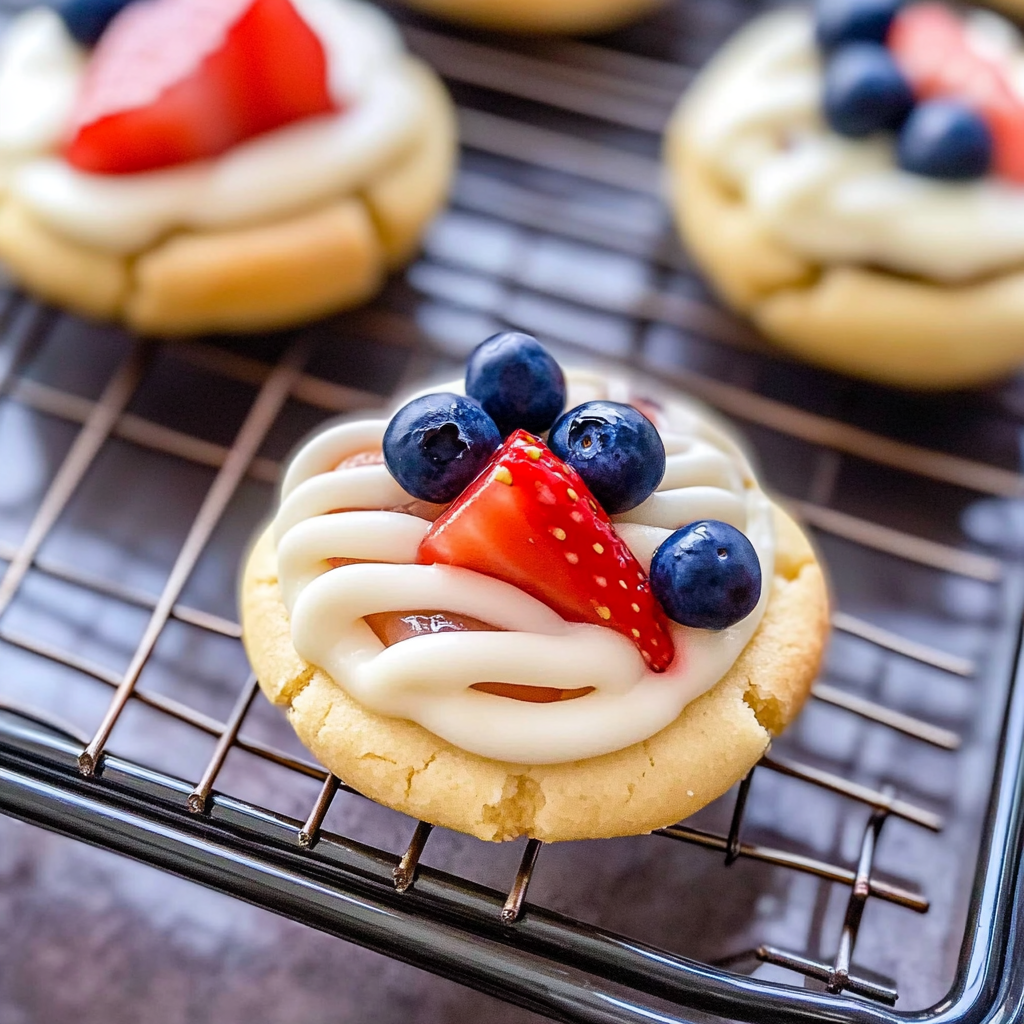 Recipe preparation for Patriotic Fruit Pizza Cookies