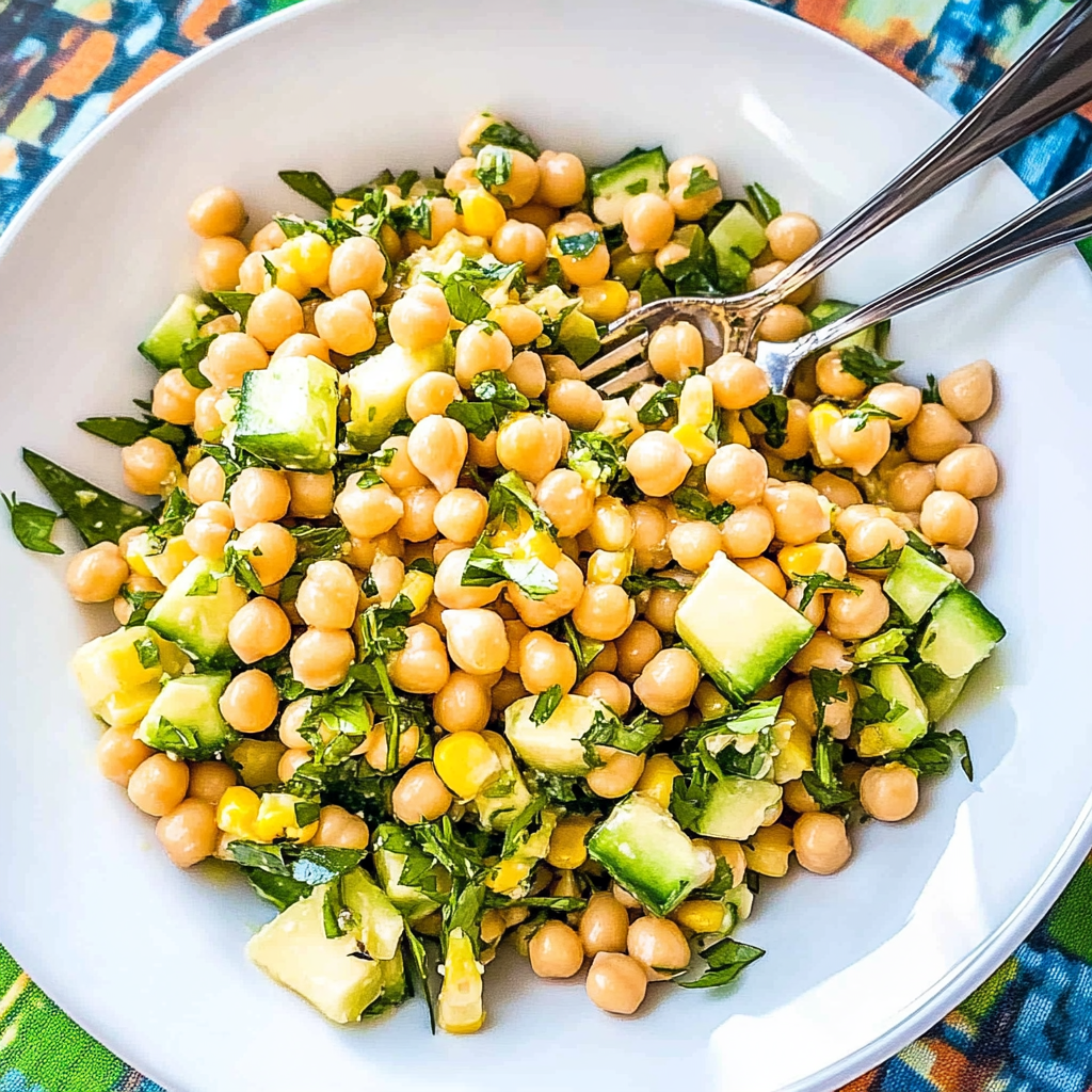 Recipe preparation for Summer Corn and Chickpea Salad