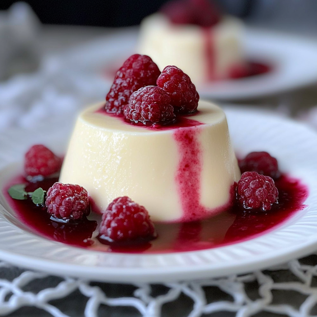 Recipe preparation for White Chocolate and Rasberry Panna Cotta