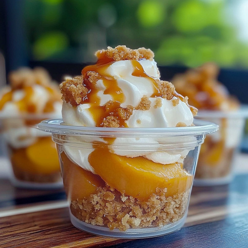 Recipe preparation for Classic Peach Cobbler Parfait