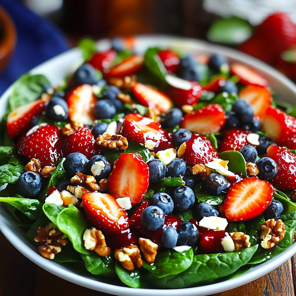 Recipe preparation for Strawberry Spinach Salad