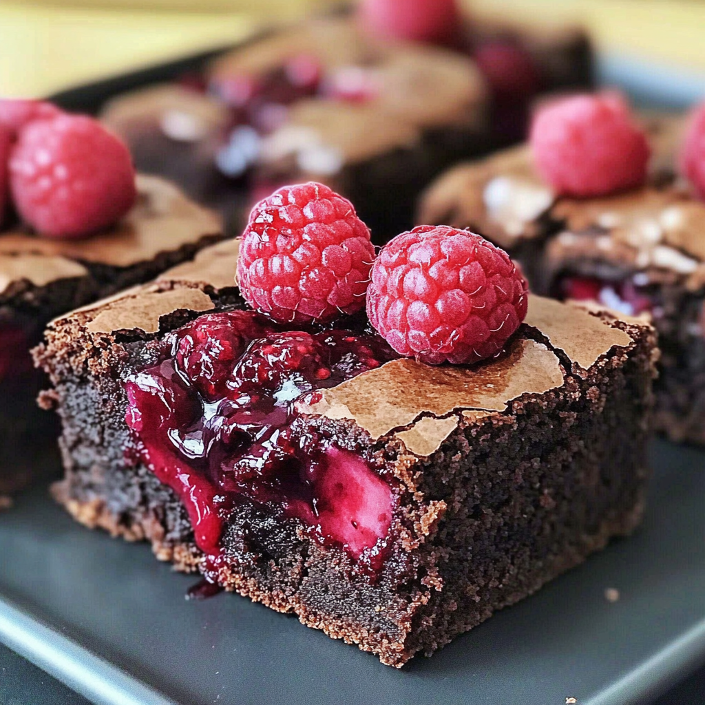 Recipe preparation for Raspberry Swirl Brownies