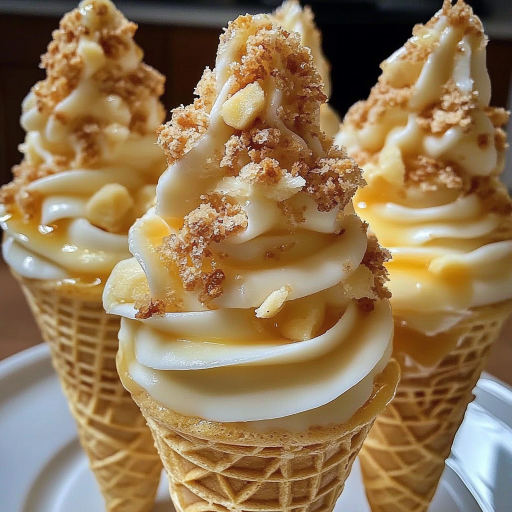 Recipe preparation for Banana Pudding Cheesecake Cones
