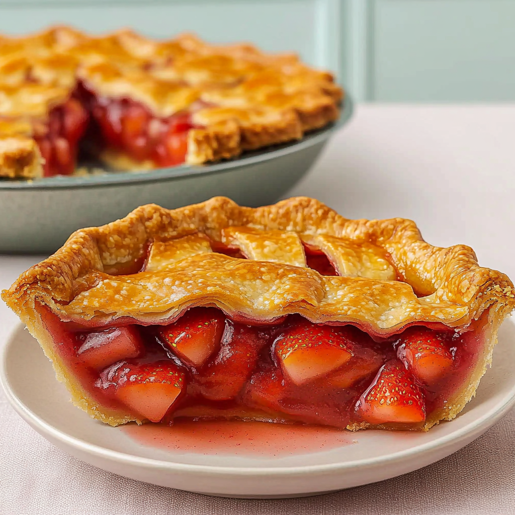 Recipe preparation for Sweet-Tart Strawberry Rhubarb Pie