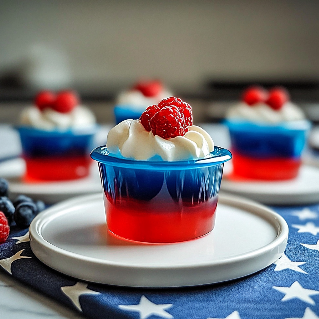 Recipe preparation for Red, White, and Blue Jello Cups