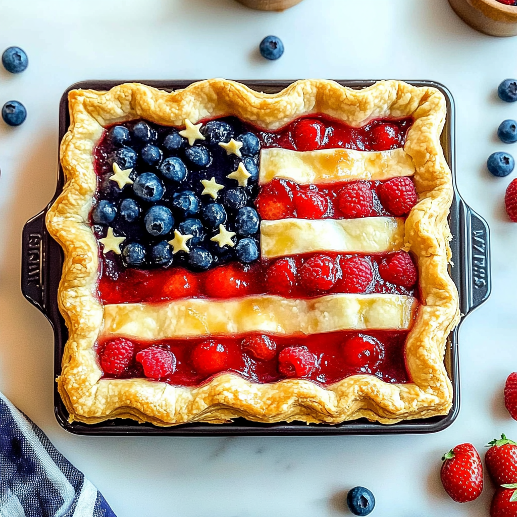 Recipe preparation for Berry Flag Pie