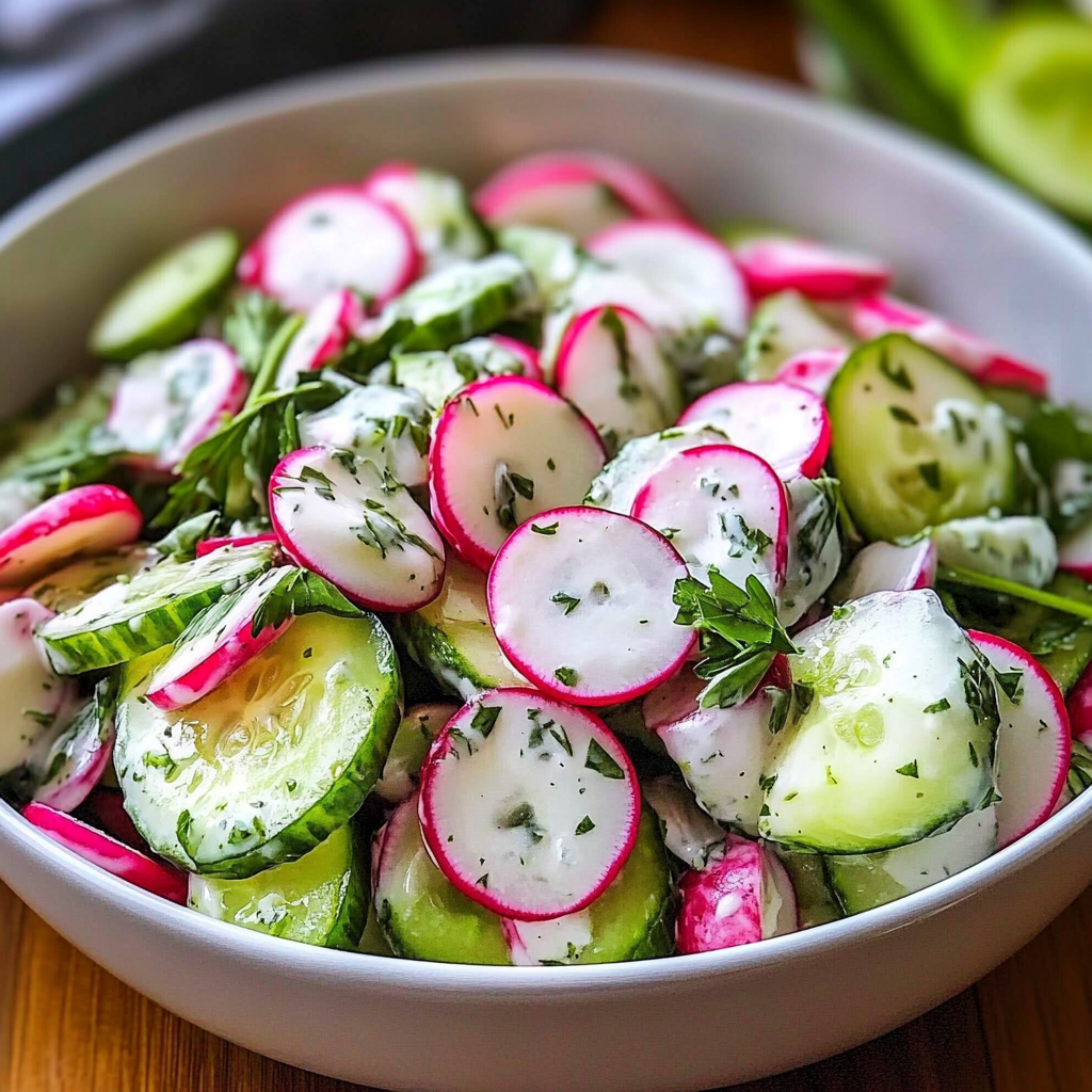 Recipe preparation for Cucumber Radish Salad Recipe