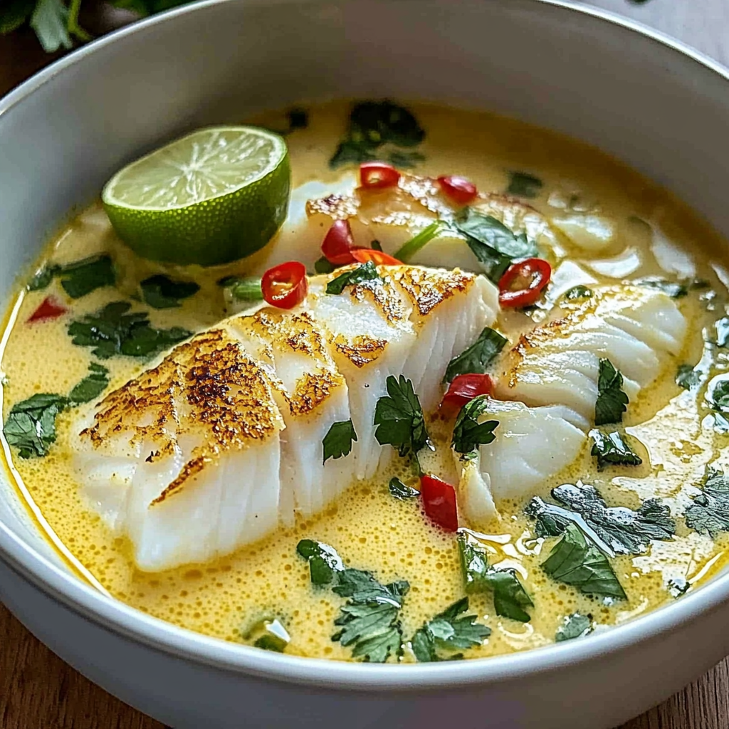 Recipe preparation for Coconut Lime Fish Soup