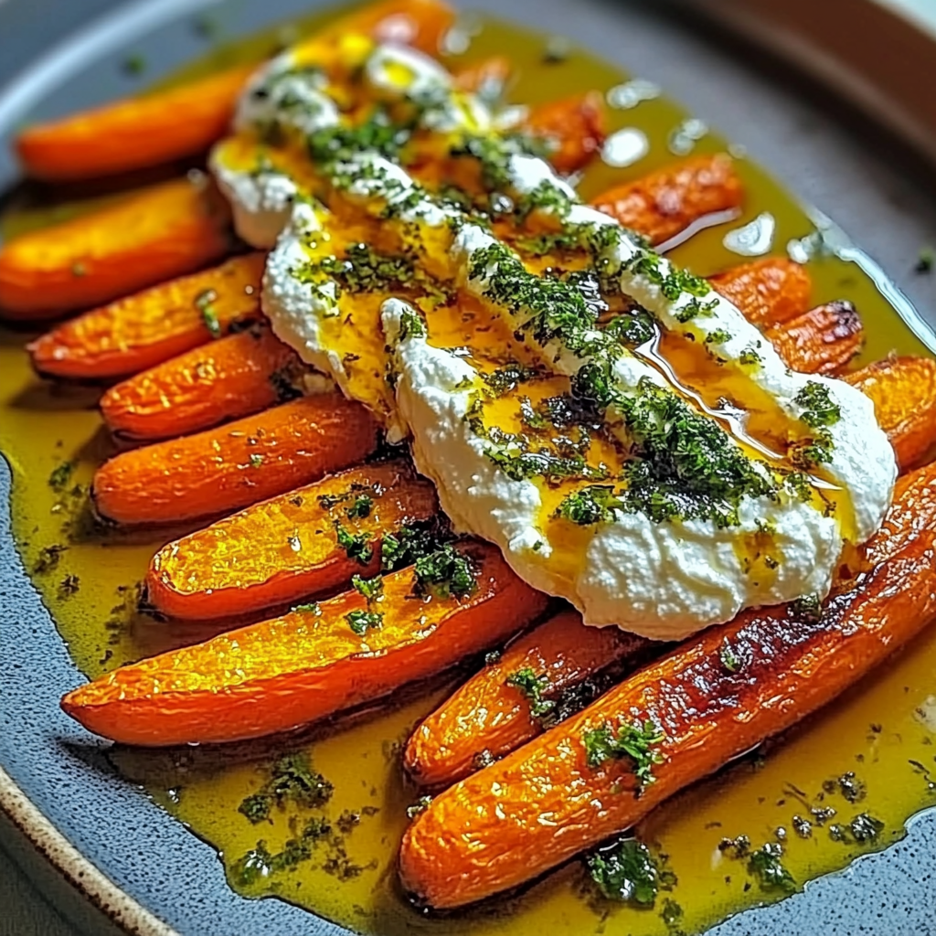 Recipe preparation for Roasted Carrots with Whipped Ricotta