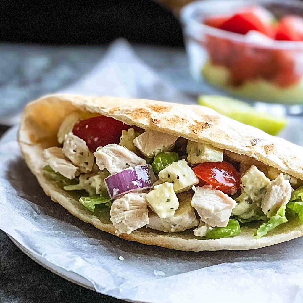 Recipe preparation for Classic Chicken Salad Pita Pockets