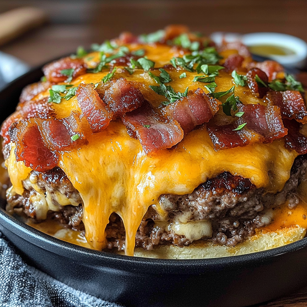 Recipe preparation for Low-Carb Turkey Bacon Cheeseburger