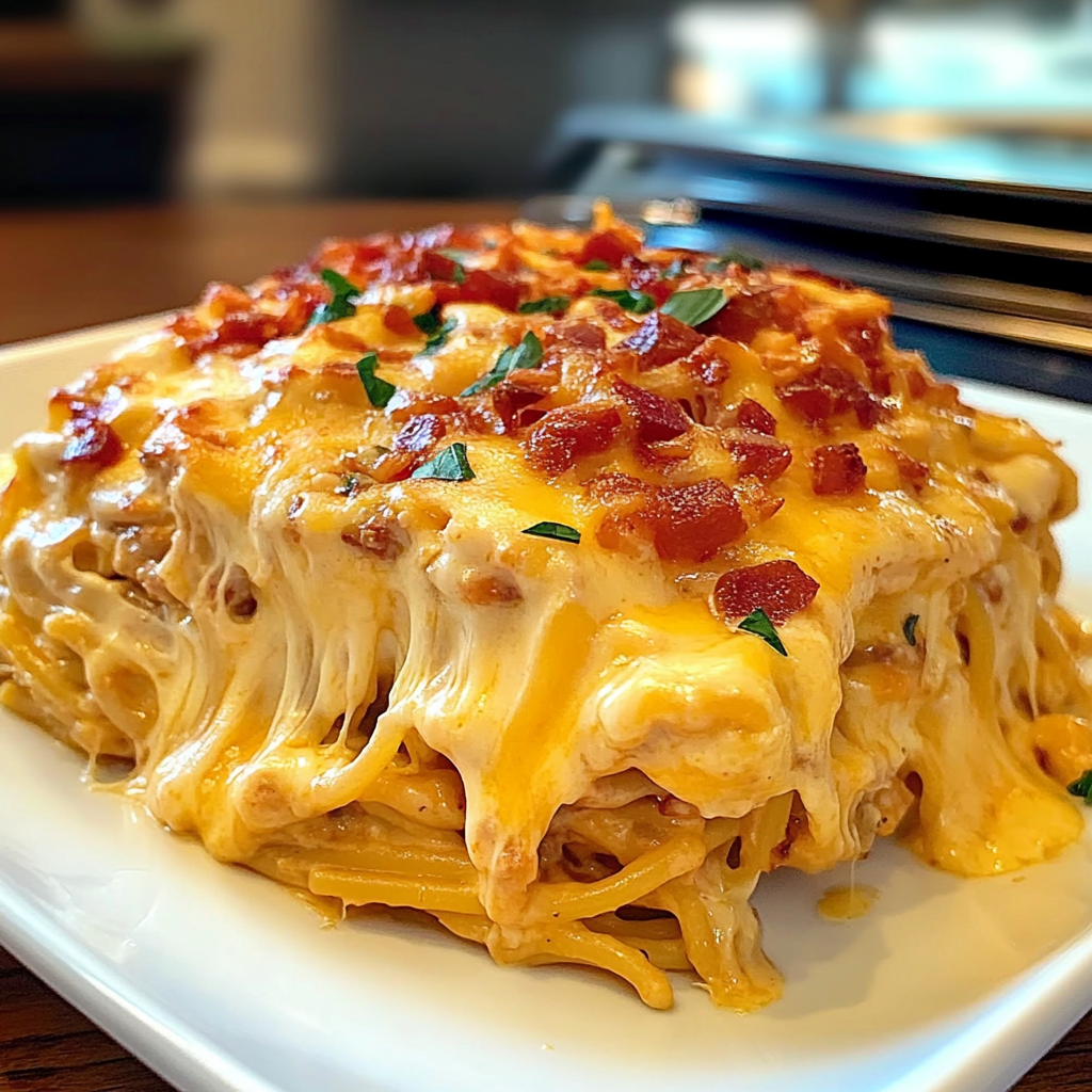 Recipe preparation for Spicy Southern Cheesy Chicken Spaghetti Casserole
