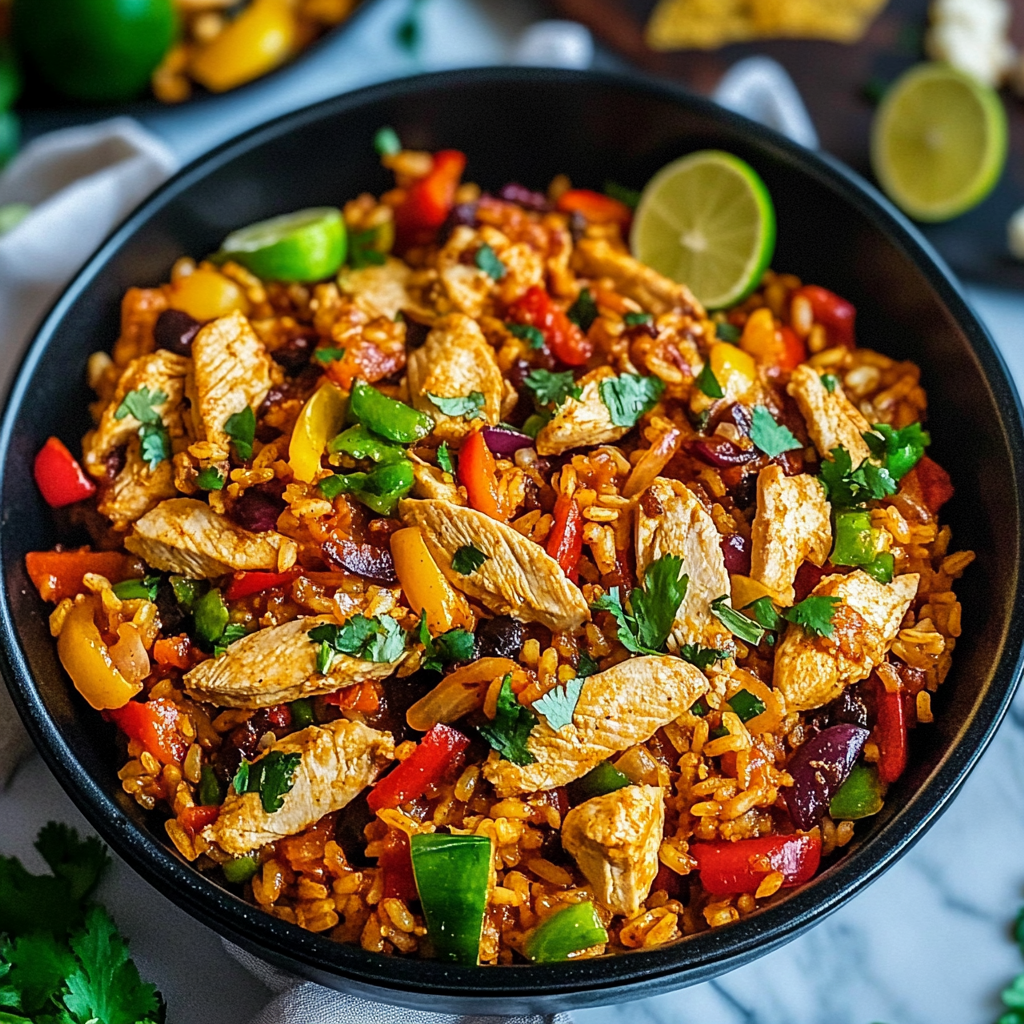 Recipe preparation for Chicken Fajita Rice Bowls