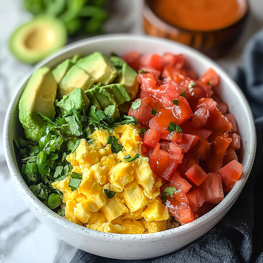 Recipe preparation for Breakfast Burrito Bowl
