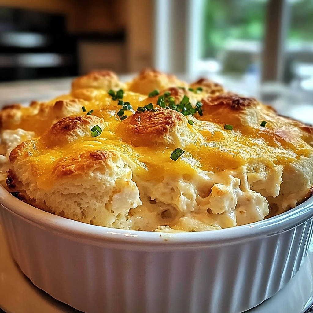 Recipe preparation for Chicken Biscuit Casserole