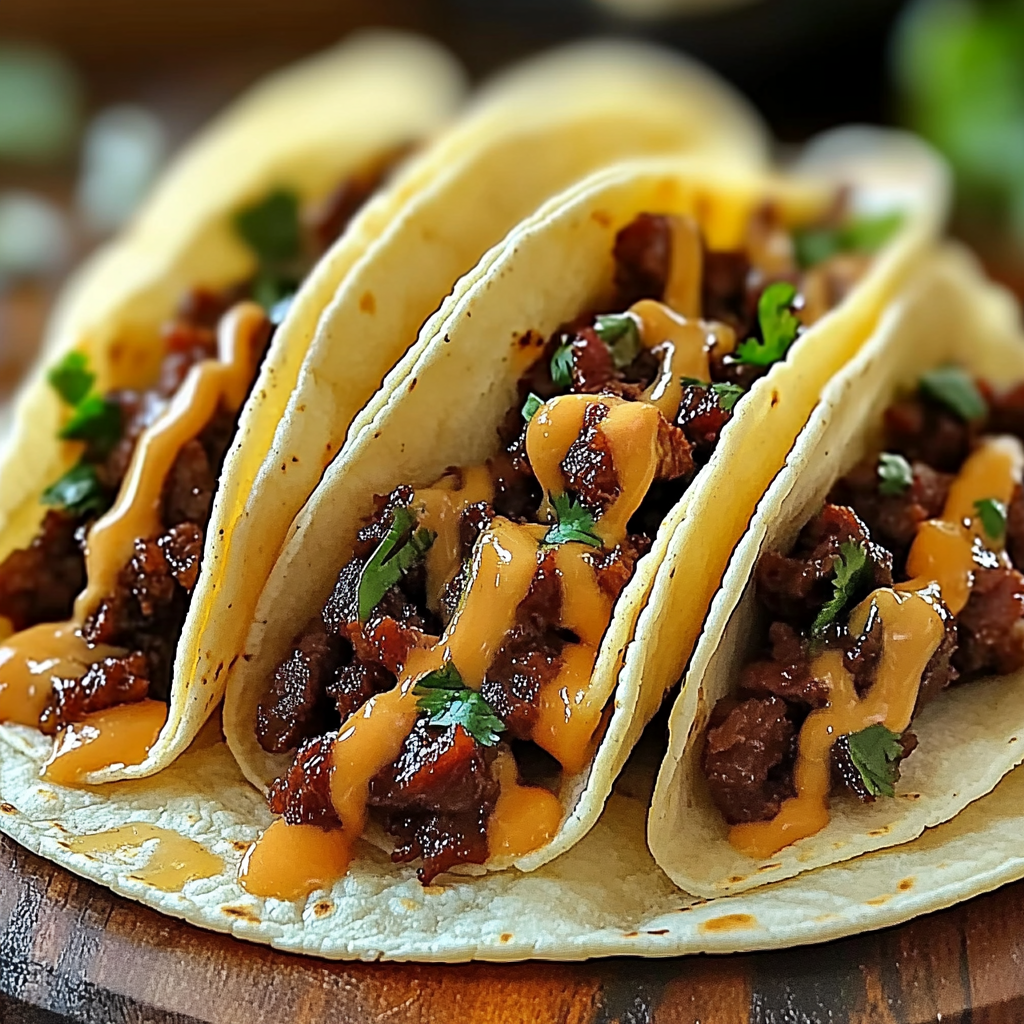 Recipe preparation for Garlic Butter Honey BBQ Beef Tacos
