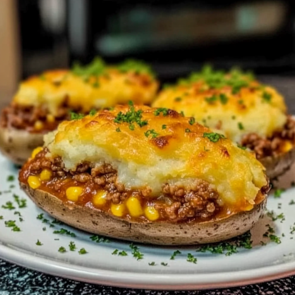 Recipe preparation for Shepherd’s Pie Baked Potato