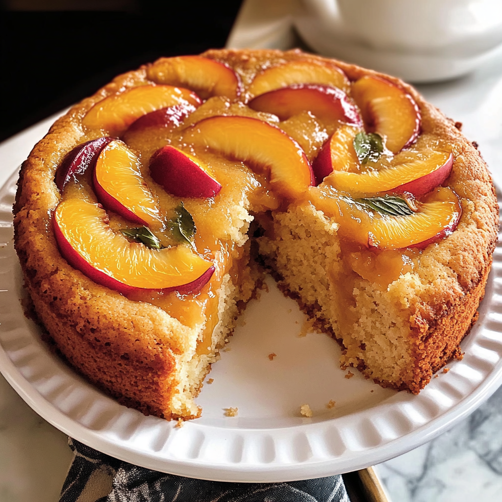 Recipe preparation for Vegan Peach Coffee Cake