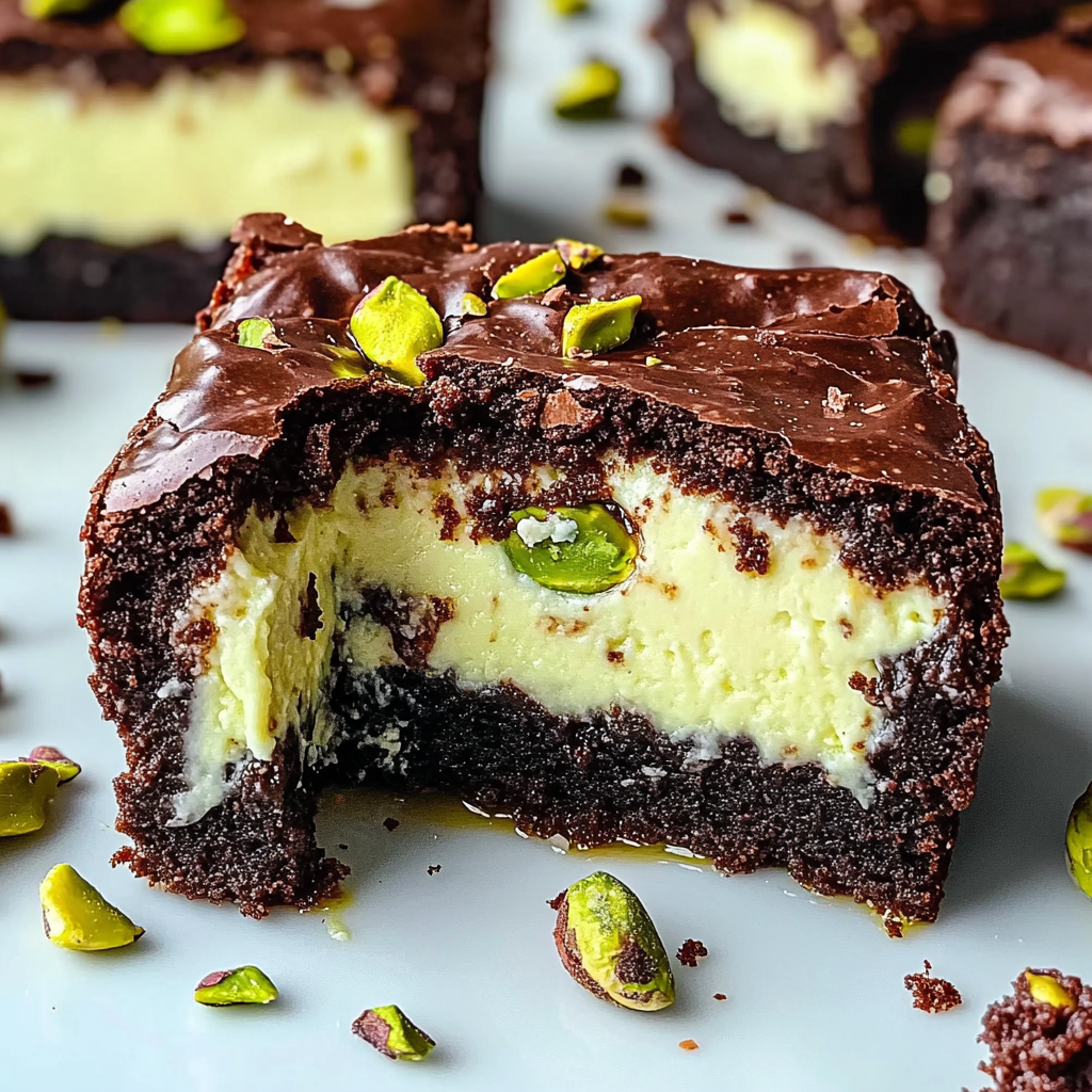 Recipe preparation for Pistachio Cheesecake Brownies