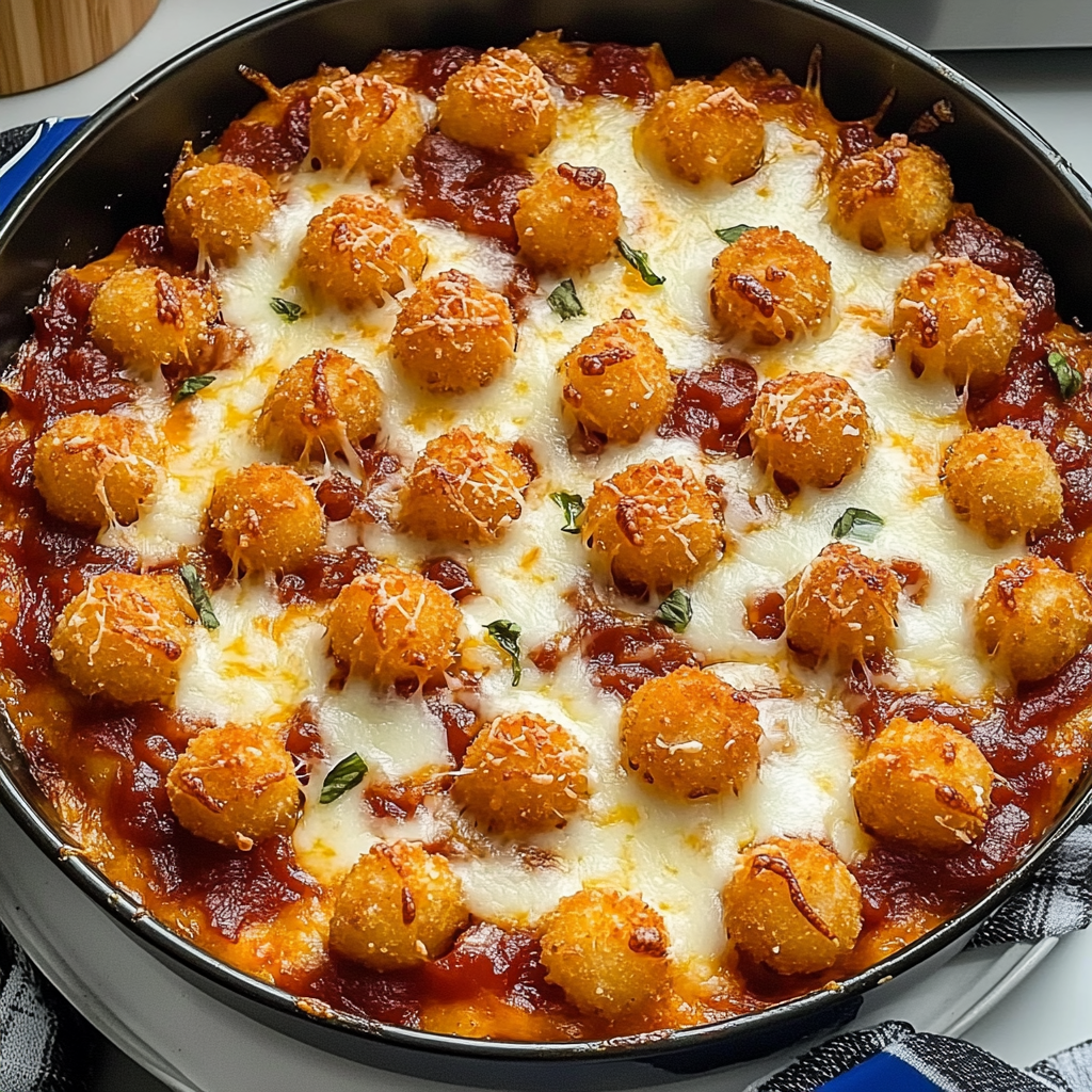 Recipe preparation for Pizza Tot Casserole