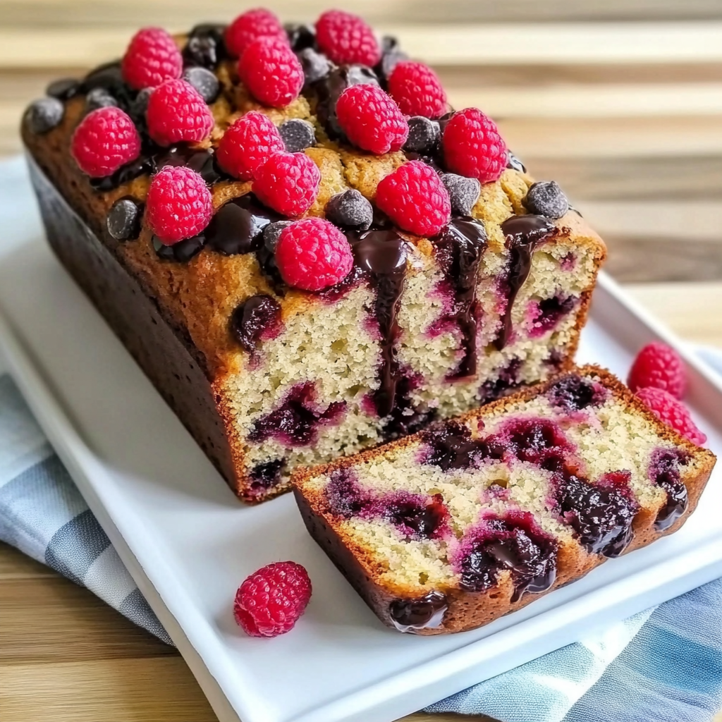 Recipe preparation for Raspberry Dark Chocolate Banana Bread