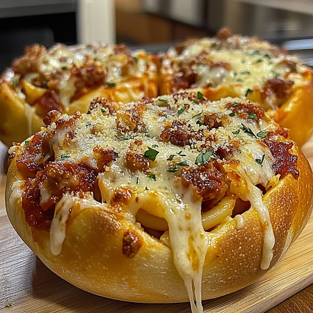 Recipe preparation for Garlic Butter Pizza Pasta Bowls