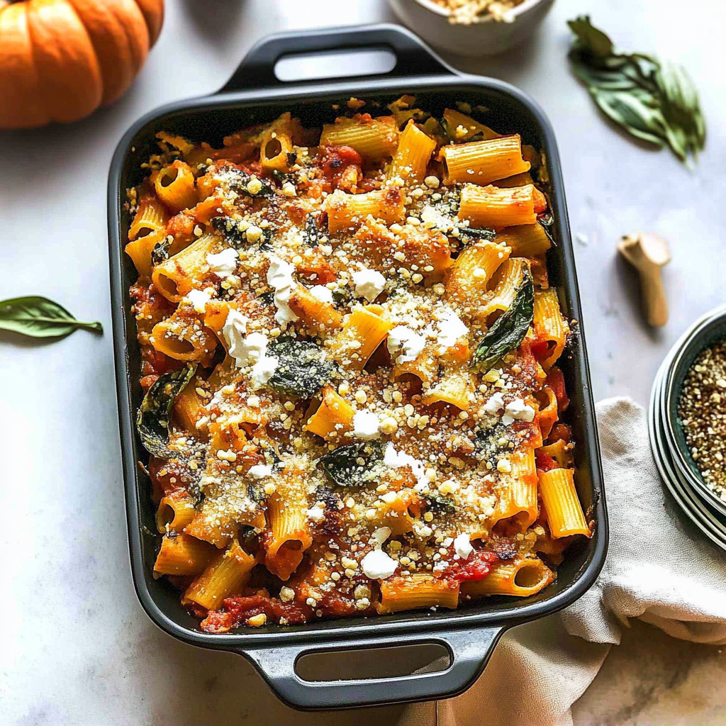 Recipe preparation for Pasta Bake with Pumpkin Tomato Sauce