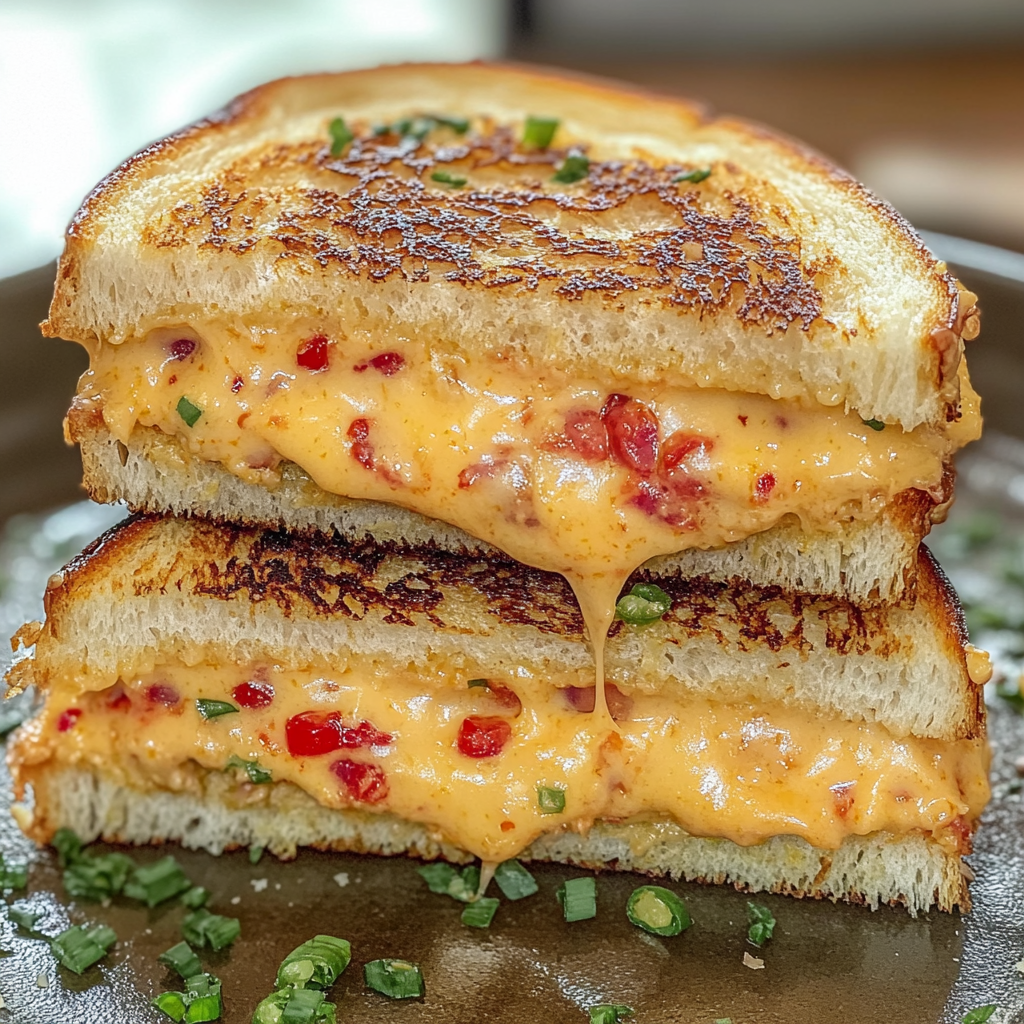 Recipe preparation for Pimento Grilled Cheese