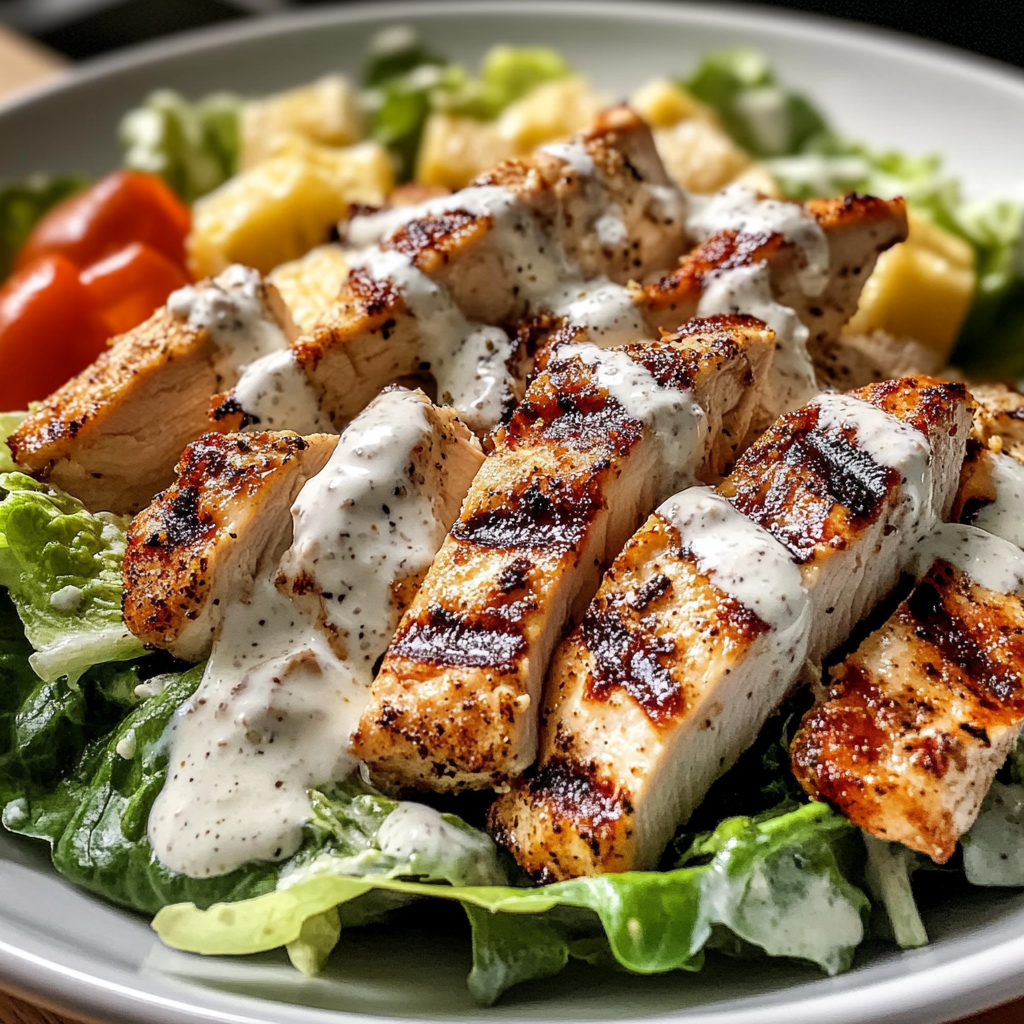 Recipe preparation for Grilled Chicken Caesar Salad