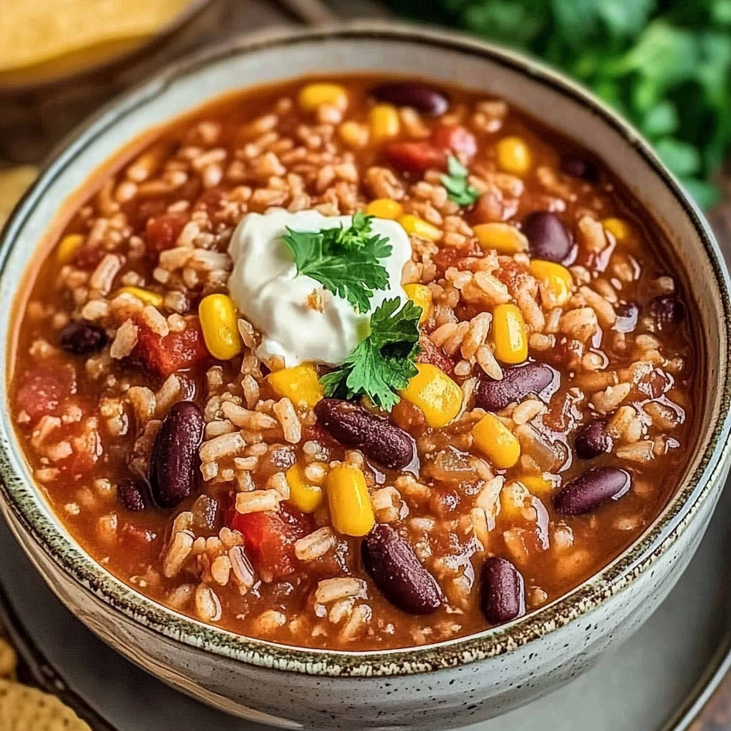 Recipe preparation for Crock Pot Taco Rice Soup