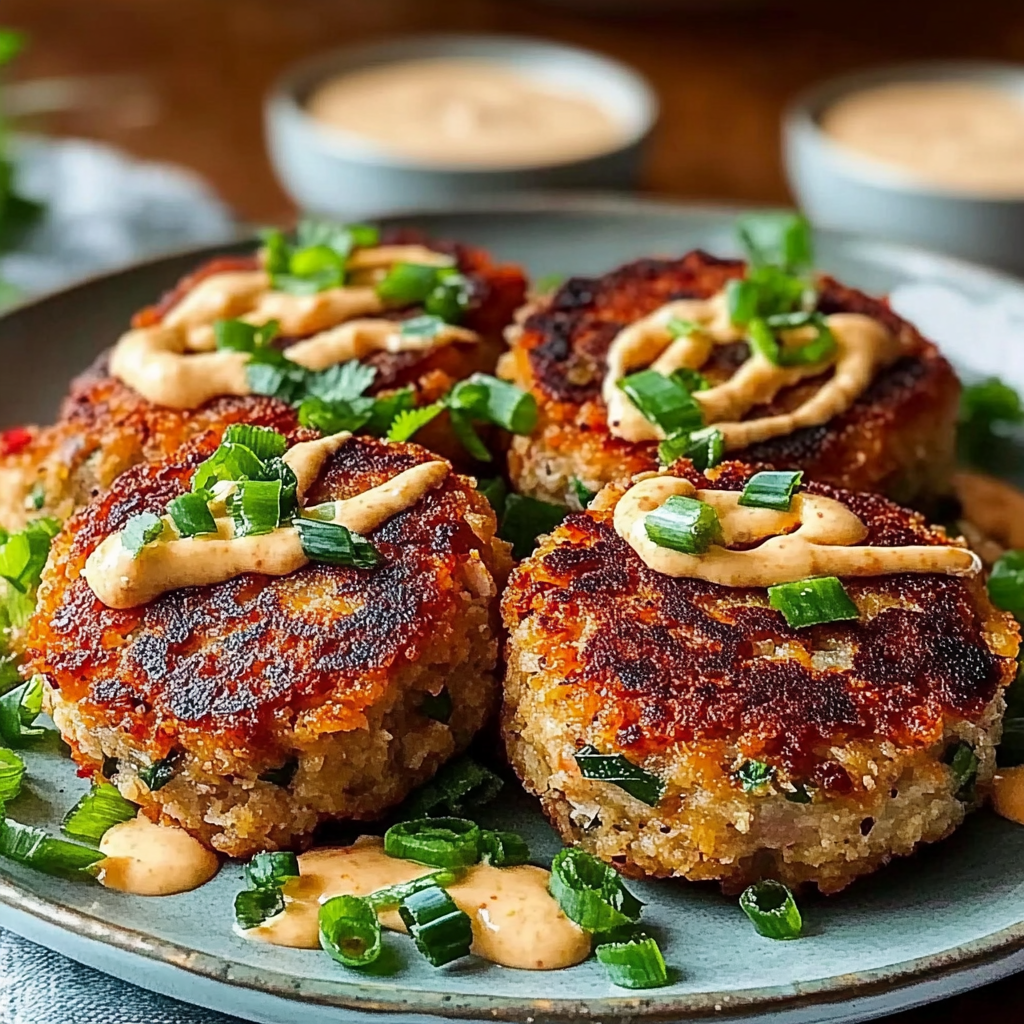Recipe preparation for Asian Tuna Cakes Spicy Mayo