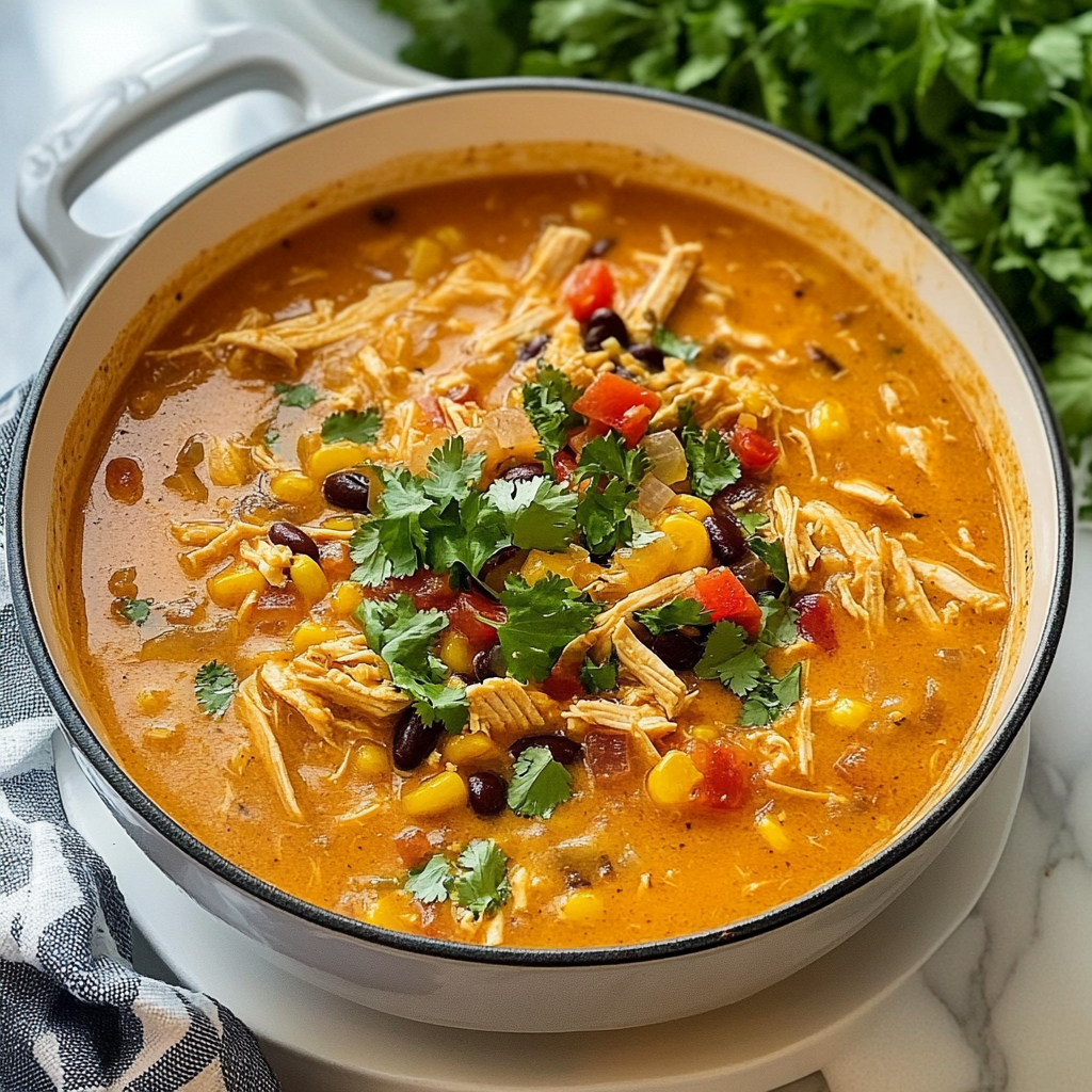 Recipe preparation for Creamy Chicken Tortilla Soup