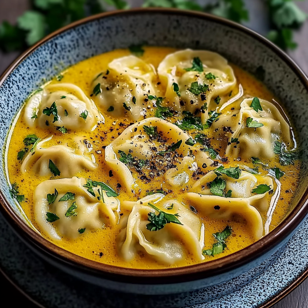 Recipe preparation for Delicious Dumpling Curry Soup