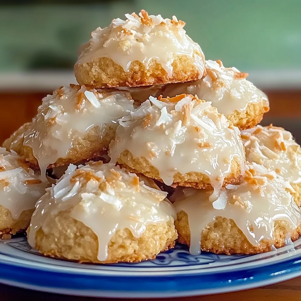 Recipe preparation for Dolly Parton Coconut Cookies with Lemon Glaze