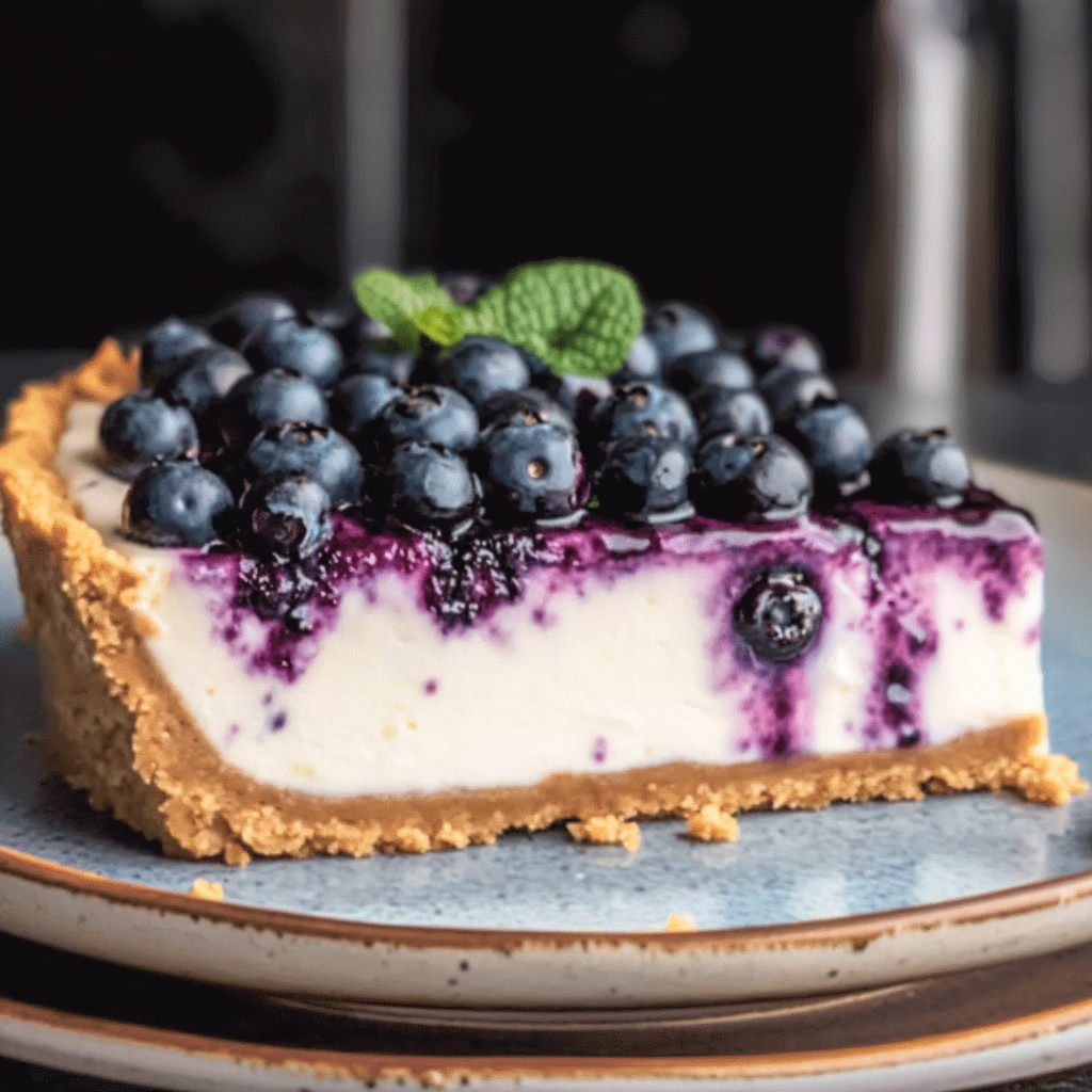 Recipe preparation for No Bake Blueberry Cheesecake