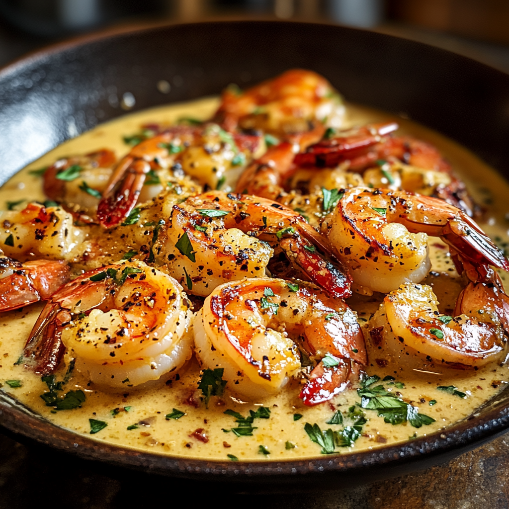 Recipe preparation for Creamy Tuscan Shrimp