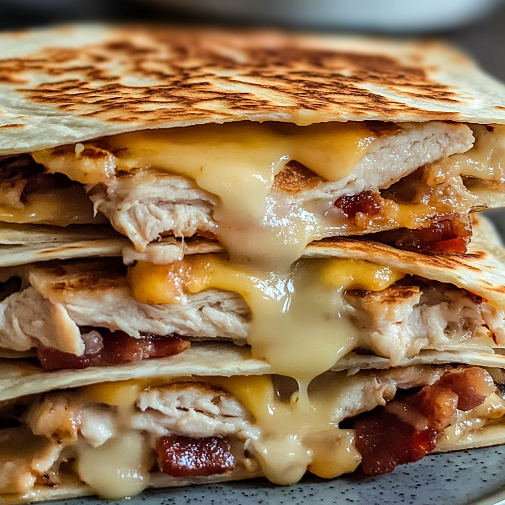 Recipe preparation for Chicken Bacon Ranch Quesadilla