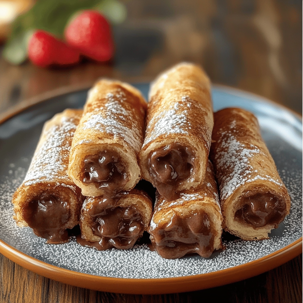 Recipe preparation for Air Fryer Nutella French Toast Roll Ups