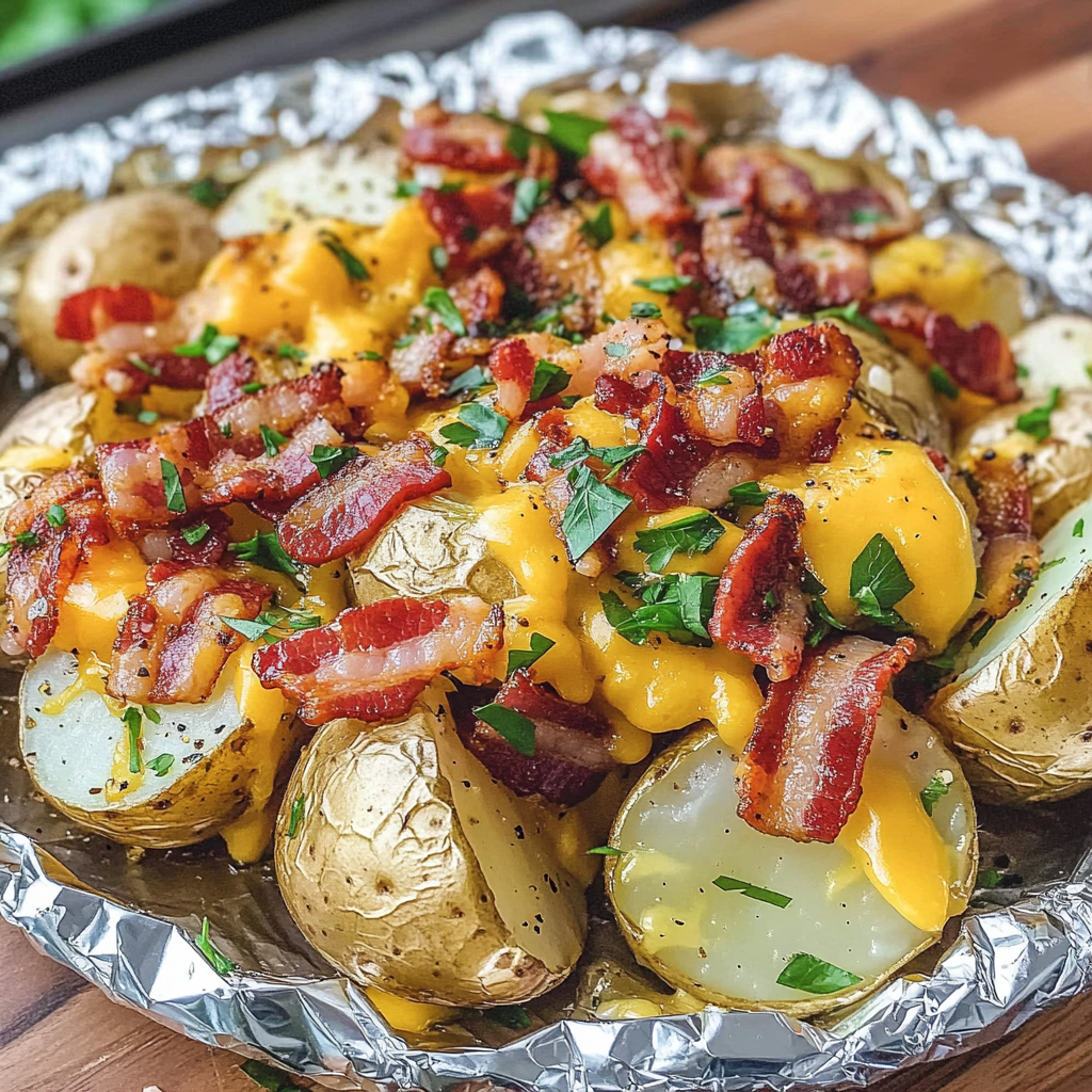 Recipe preparation for Bacon Ranch Foil Potatoes