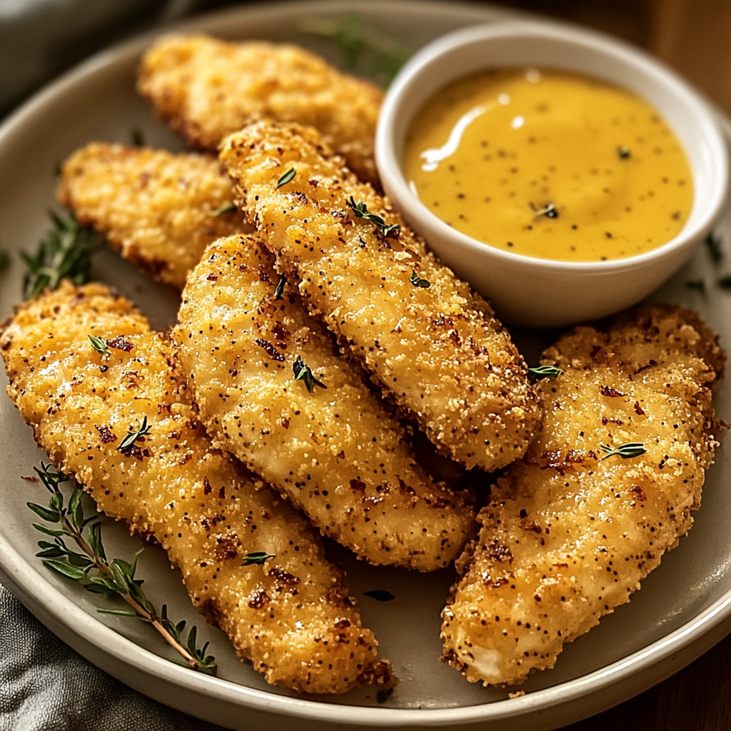 Recipe preparation for Crispy Mustard Chicken Tenders